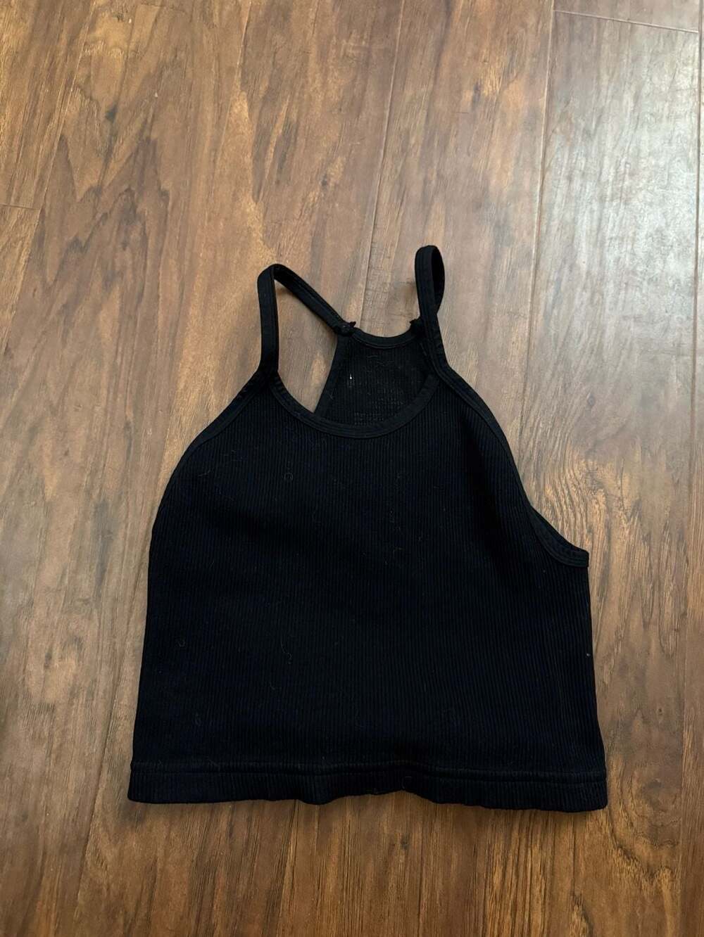 Free People Crop Top Black Ribbed Tank Top
